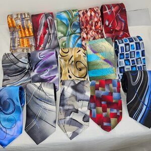 Jerry Garcia Lot of 15 Mens Ties Multicolored Red/Black Label with Name Tag